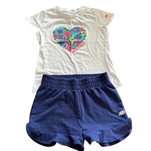 Skechers | Floral Heart Tee and Navy Shorts Set